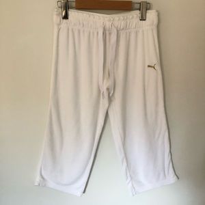 Puma White Terrycloth 3/4 Length Sweatpants